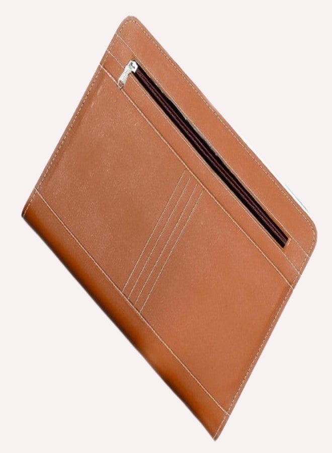 ANG Premium PU Leather 20 Sleeves File Folder for Certificate, A4, Legal Size Professional Documents Organizer Bag with Zipper Closure (Pack of 1, Brown) - Image 1