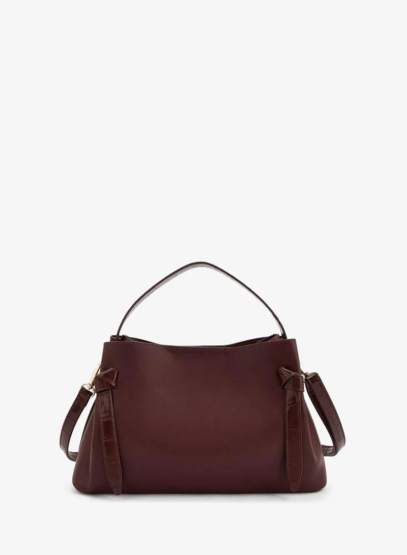 Flora Bella By Shoexpress BURGUNDY Solid Tote Bag With Detachable Shoulder Strap for Women | Best Price UAE