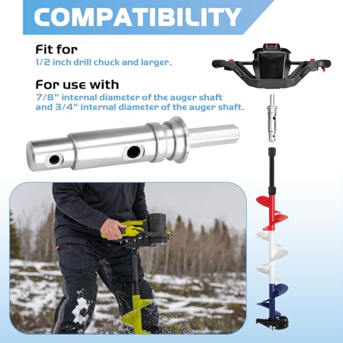 SyunsXoon Two Stage Drill Adapter Replacement for StrikeMaster NDA-3 Auger Adapter, Efficient Power Ice Auger Drill Chuck Fits for 4" - 8" StrikeMaster Mora & Lazer Hand & Power Auger Drills - Image 5