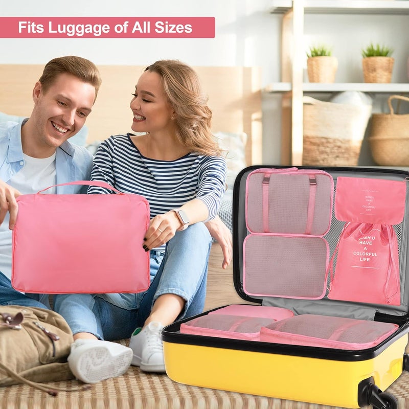 kingdalux 8 Set Packing Cubes for Suitcases, Travel Luggage Packing Organizers with Laundry Bag, Compression Storage Shoe Bag, Clothing Underwear Bag, for Women & Man - Image 2