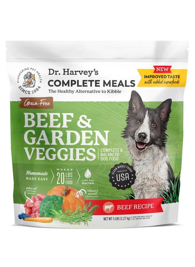 دي آر. هارفي طعام الكلاب من دكتور هارفي، لحم بقري وخضراوات الحديقة، طعام مجفف خالٍ من الحبوب، مناسب للبشر، للكلاب، مع لحم بقري مجفف بالتجميد (٥ أرطال) - Image 1