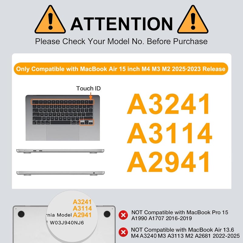 موسيسو حافظة MOSISO متوافقة مع MacBook Air مقاس 15 بوصة M5 2026 M4 2025 M3 2024 M2 2023 A3448 A3241 A3114 A2941 شاشة Liquid Retina مع Touch ID، غطاء حماية بلاستيكي صلب، كاميل - Image 2