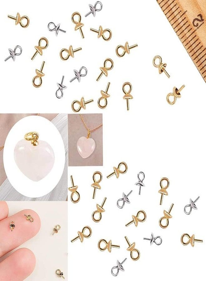 DIY Crafts 100 Pcs, Gold, As Image 1.5mm Small Hole Stainless Steel Cup Pearl Screw Eye Pin Bail Peg Pendants for Half Drilled Beads Jewelry (100 Pcs, Gold) - Image 1