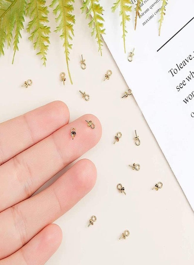DIY Crafts 100 Pcs, Gold, As Image 1.5mm Small Hole Stainless Steel Cup Pearl Screw Eye Pin Bail Peg Pendants for Half Drilled Beads Jewelry (100 Pcs, Gold) - Image 4