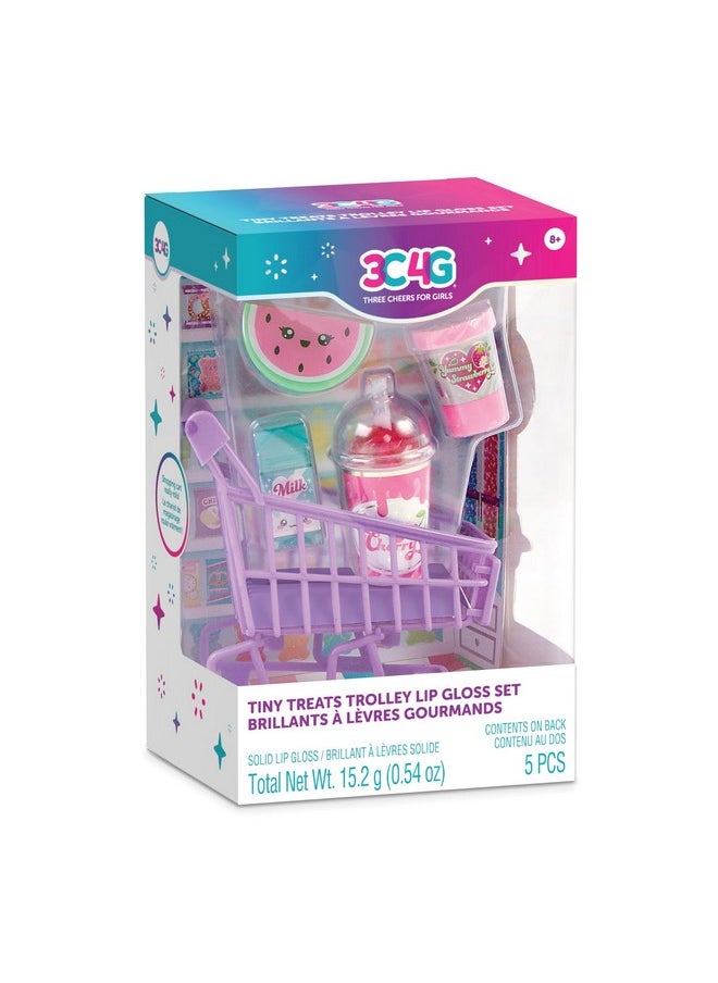3C4G - : Tiny Treats Trolley Lip Gloss Set - 4 Scented Gloosess & Miniature Shopping Cart, Watermelon, Strawberry, Cherry Vanilla, Girls & Tweens Ages 8+ - Image 1