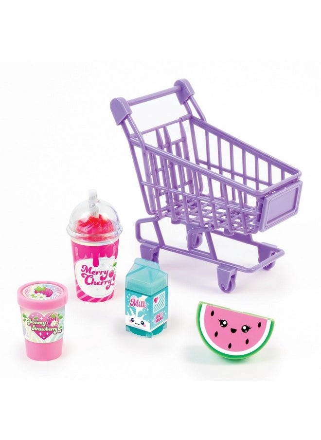 3C4G - : Tiny Treats Trolley Lip Gloss Set - 4 Scented Gloosess & Miniature Shopping Cart, Watermelon, Strawberry, Cherry Vanilla, Girls & Tweens Ages 8+ - Image 1