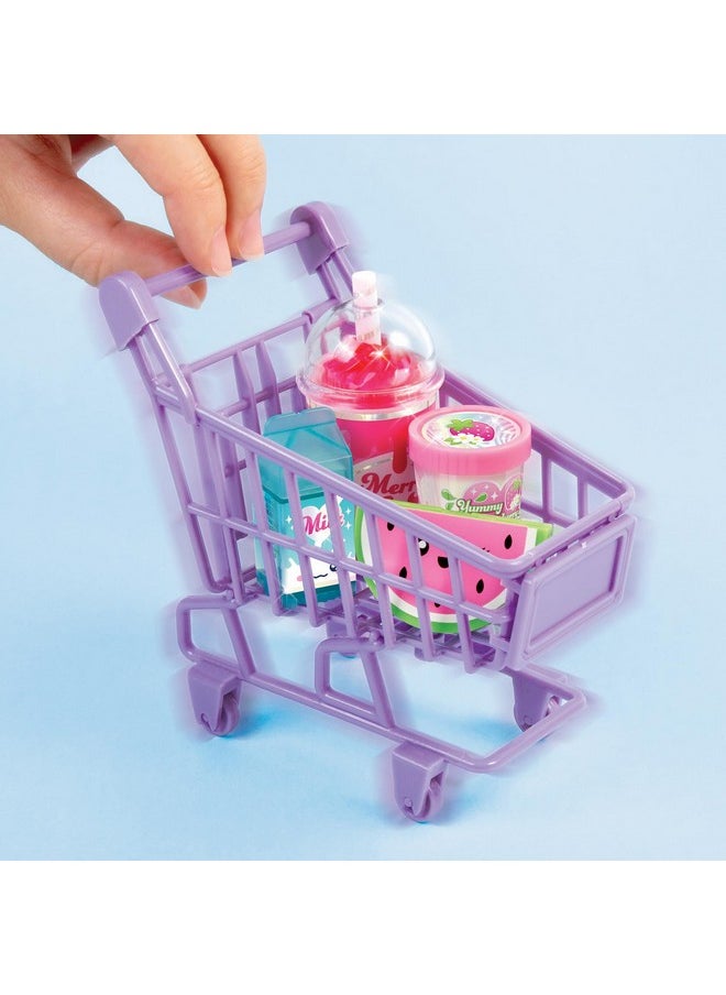 3C4G - : Tiny Treats Trolley Lip Gloss Set - 4 Scented Gloosess & Miniature Shopping Cart, Watermelon, Strawberry, Cherry Vanilla, Girls & Tweens Ages 8+ - Image 1