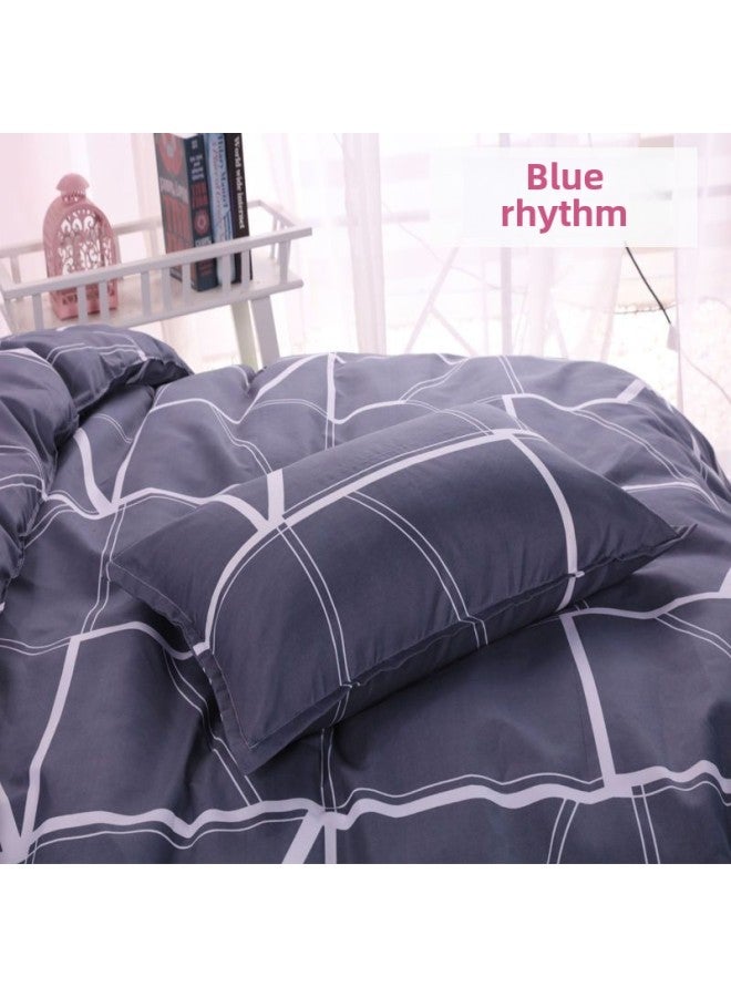 Special Offer 100 Skin-friendly Pillowcase A Pair Of Net Red Lovers Adult 48-Color:Blue Rhyme-Specifications:A Pair Of Pillowcases  - Image 1