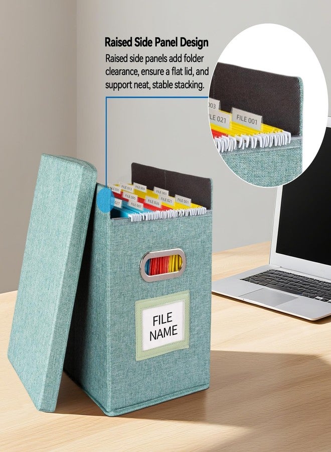ComfortKeeper 2 Pack Hanging File Folders Organizer with Lid, Letter Size Fabric File Storage Box Collapsible, Portable Office Document Holder with Metal Handle, Smooth PVC Rails, Green - Image 4