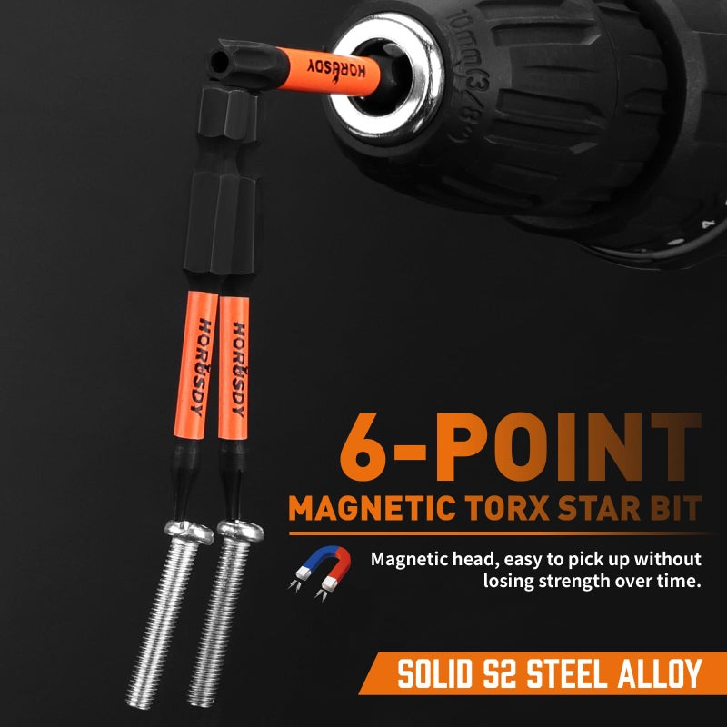 HORUSDY Torx Bit Set, 36pcs Security Torx Bit Set,Tamper Proof Star Bits (T5-T40) for Impact Driver, S2 Steel Screwdriver 1" & 2.3" Long,Torque Security Bits with Storage Box - Image 4