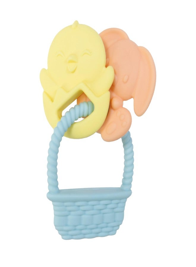 Nuby Easter Baby Teether for Teething Comfort - Silicone Teether for Babies - 3+ Months - Chick and Bunny with Easter Basket - Image 1