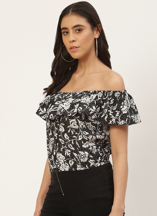 Rue Collection Floral Print Off-Shoulder Ruffles Top for Women - Image 3