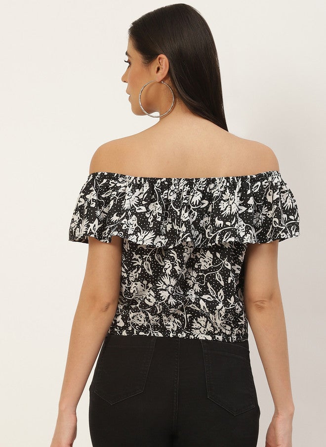Rue Collection Floral Print Off-Shoulder Ruffles Top for Women - Image 4