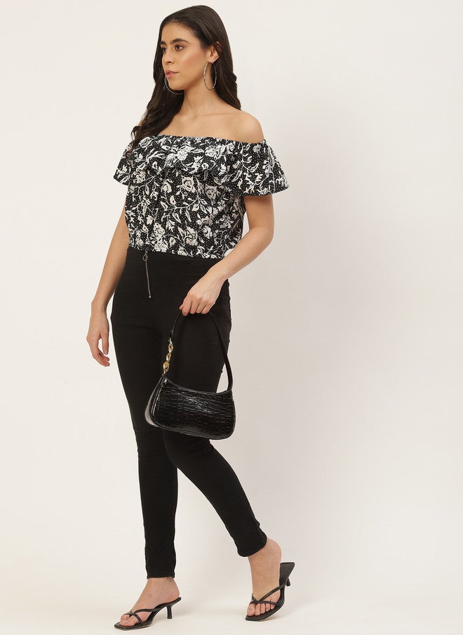 Rue Collection Floral Print Off-Shoulder Ruffles Top for Women - Image 5