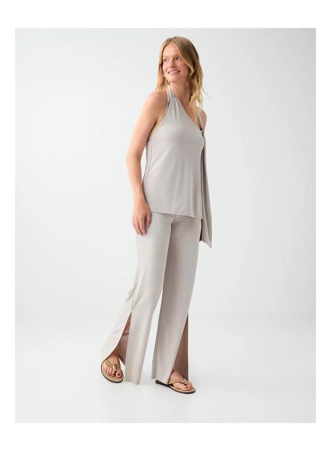 Jimmy Key Stone-Patterned Waist Elastic Knit Pants.