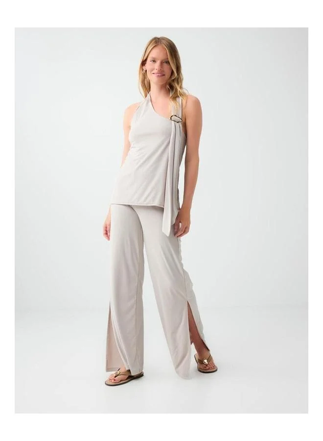 Jimmy Key Stone-Patterned Waist Elastic Knit Pants.