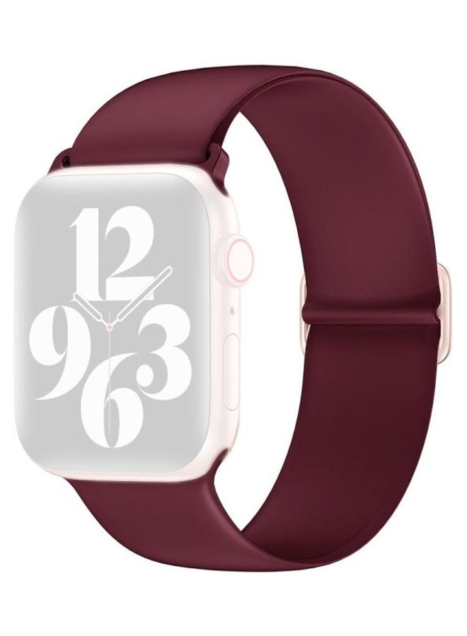 NIBEMINENT Elasticity Silicone Replacement Strap Watchband For Apple Watch Series 1/2/3/4/5/6/7/SE 42-44-45mm Wine Red - Image 1