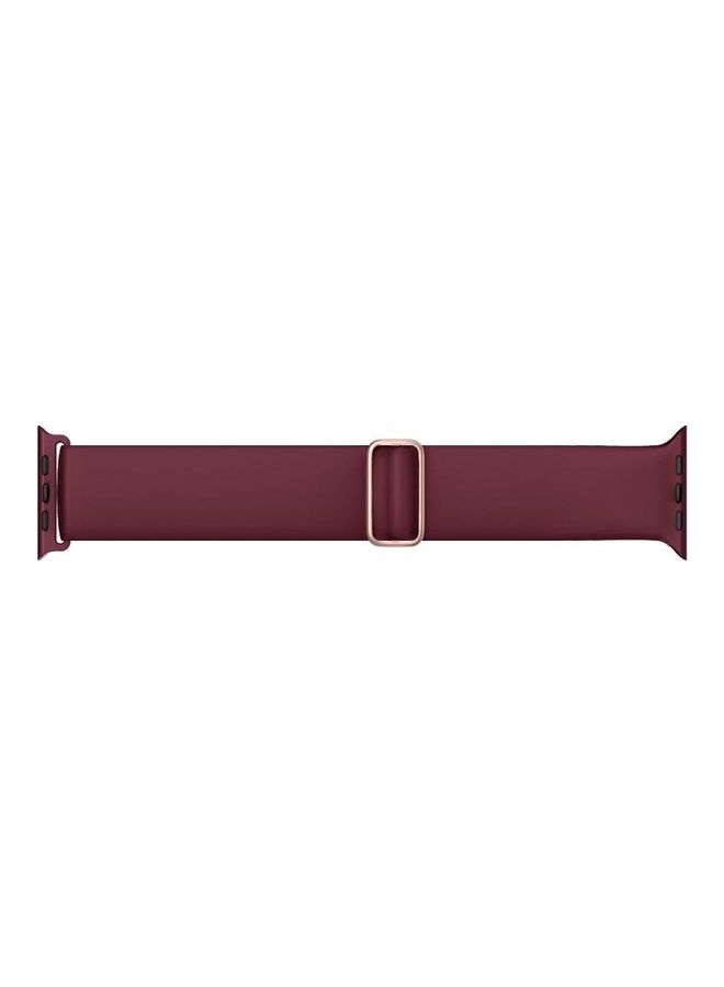 NIBEMINENT Elasticity Silicone Replacement Strap Watchband For Apple Watch Series 1/2/3/4/5/6/7/SE 42-44-45mm Wine Red - Image 4