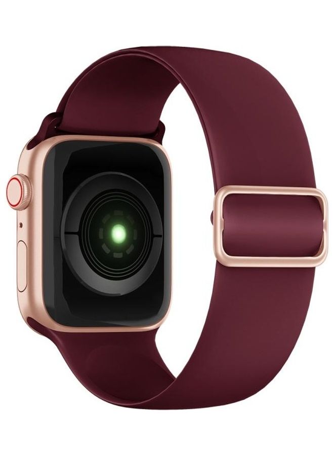 NIBEMINENT Elasticity Silicone Replacement Strap Watchband For Apple Watch Series 1/2/3/4/5/6/7/SE 42-44-45mm Wine Red - Image 2