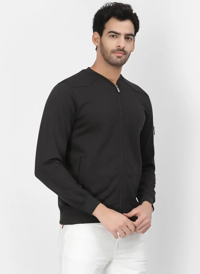 PAUSE Men Black Regular Fit Zip-Up Jacket
