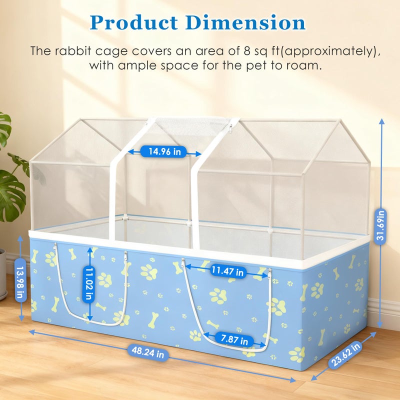 MODESLAB قفص أرنب MODESLAB، 48" × 24" حظيرة كبيرة للحيوانات الأليفة - للغينيا بيغ، الهامستر، الأرنب، الجرو، إطار PVC مع قن دجاج مع غطاء مقاوم للماء وشبكة للتغطية داخلية وخارجية - Image 2