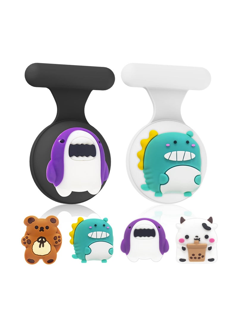 AirTag Holder for Kids, Hidden Case for Apple Air Tag Brooch Pin Portable Than Bracelet, Necklace, Watch Band, Wristband Tags Accessories for Girls (Black, White) - Image 1