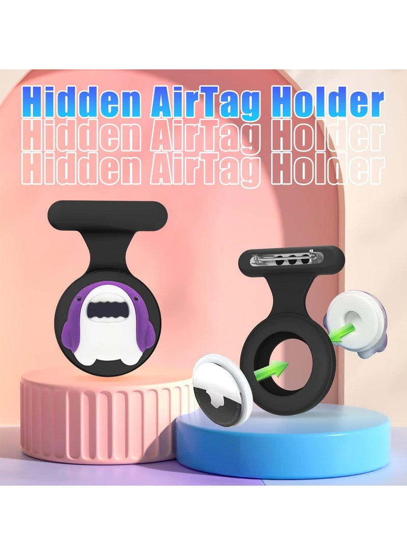 AirTag Holder for Kids, Hidden Case for Apple Air Tag Brooch Pin Portable Than Bracelet, Necklace, Watch Band, Wristband Tags Accessories for Girls (Black, White) - Image 2