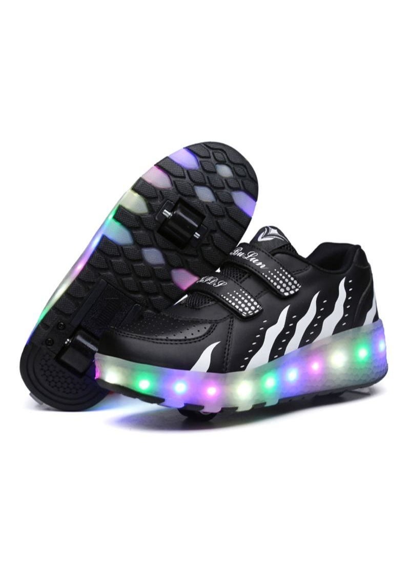 HUSK'SWARE Roller Skates Shoes Rechargeable Skates Shoes With Double Wheels Sport Sneaker Outdoor Luminous Shoes for LED Light Up Wheel Shoes for Kids  - Image 1
