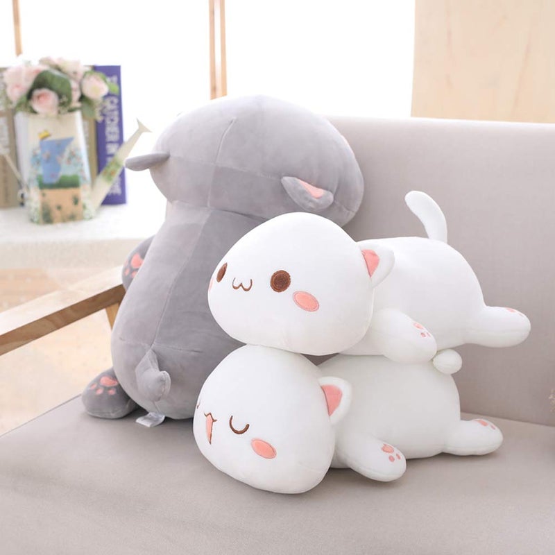 Jensquaify Cat Stuffed Animals  Soft Cat Plush Pillow Kawaii Kitten Stuffed Animal Toy Gifts for Kids (White Round Eyes  13.7"") - Image 4