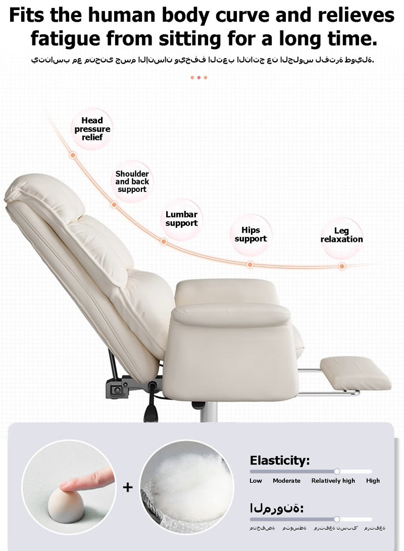 ويمارت بو الجلودكرسي مريح للمكتبكرسي كرسي كرسي دوار مكتبي الألعابلغرفة النوم وغرفة الطعام باللون الأبيض - Image 3