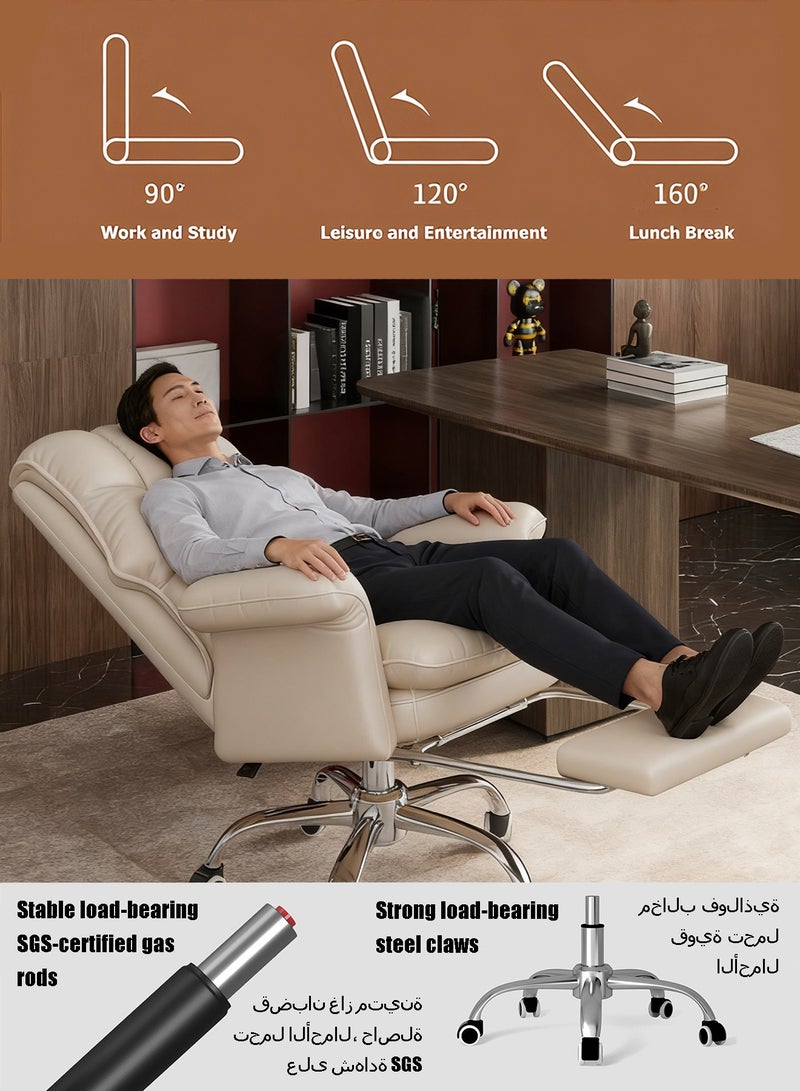 ويمارت بو الجلودكرسي مريح للمكتبكرسي كرسي كرسي دوار مكتبي الألعابلغرفة النوم وغرفة الطعام باللون الأبيض - Image 5