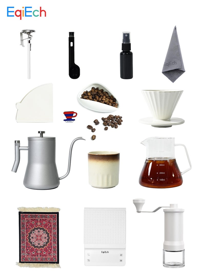 ايكي ايك V60 صب على مجموعة صانع القهوة ، مجموعة القهوة ، مجموعة من آلات القهوة بالتنقيط ، قهوة طاحونة القهوة غلاية القهوة V60 وعاء خادم القهوة - Image 1