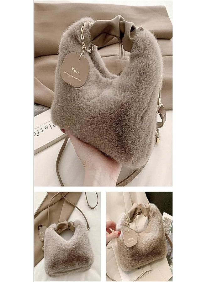 SANTORINI Fury Fur Sling bag for women Latest | Soft Fur Hand & Crossbody bag For woman with Strap and Zippered Compartment. (Brown) - Image 4