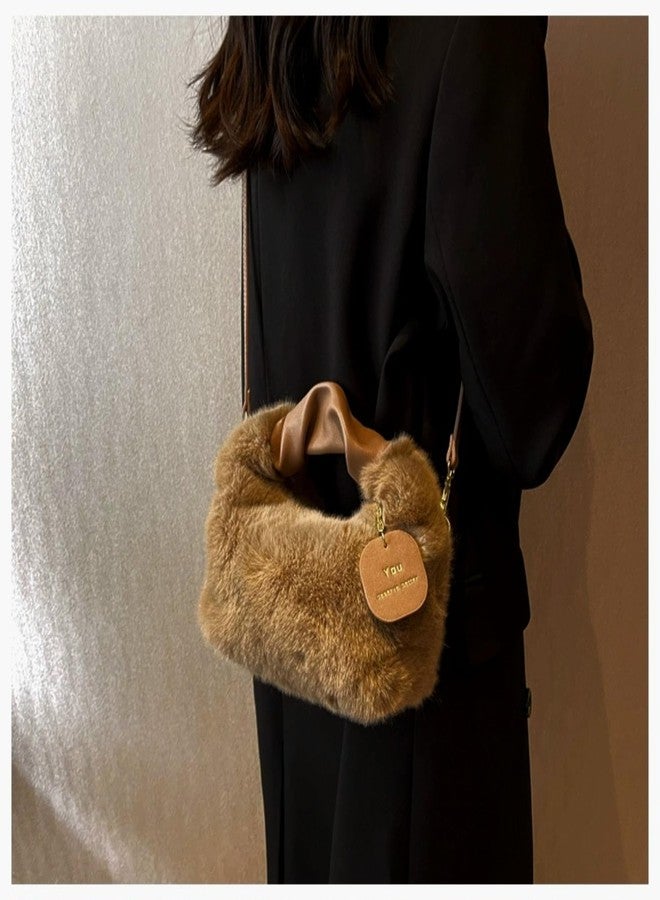 SANTORINI Fury Fur Sling bag for women Latest | Soft Fur Hand & Crossbody bag For woman with Strap and Zippered Compartment. (Brown) - Image 5