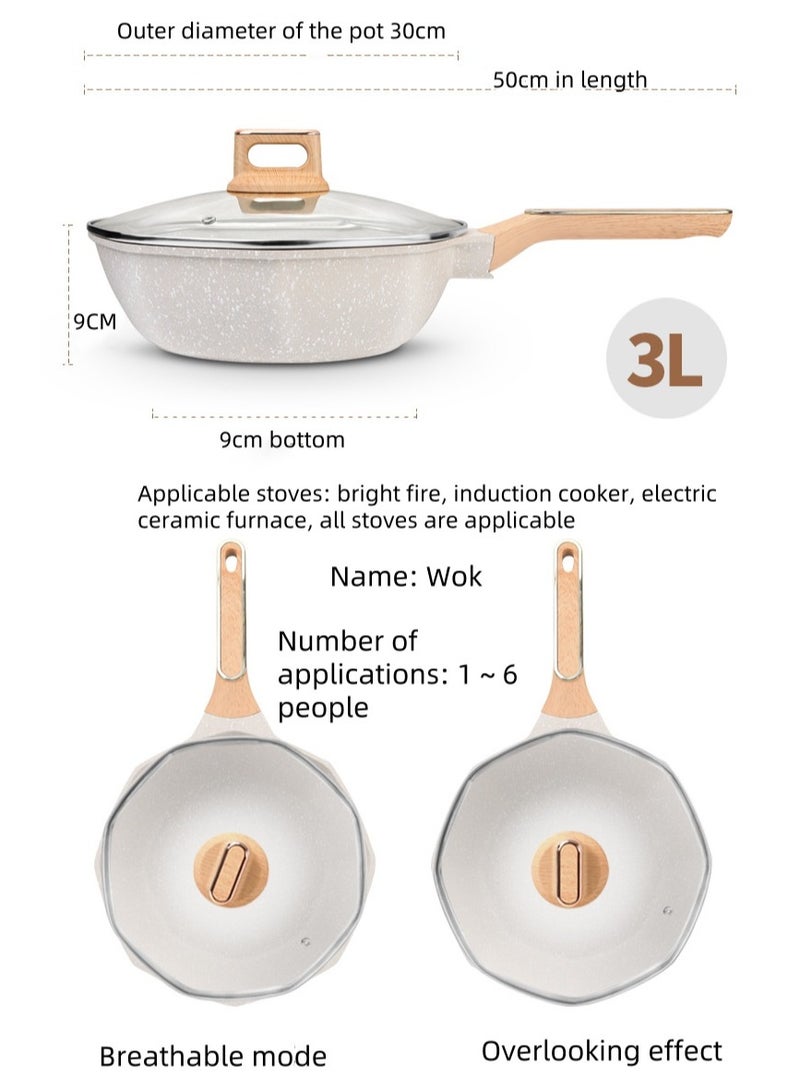 Stir-Frying Pan With Lid And Handle, Non-Stick Frying Pan. It Is For Home Frying And Stir-Frying, Compatible With Induction Cookers. It Is A Special Stir-Frying Pan For Gas Stoves, A Non-Stick Pan A - Image 2