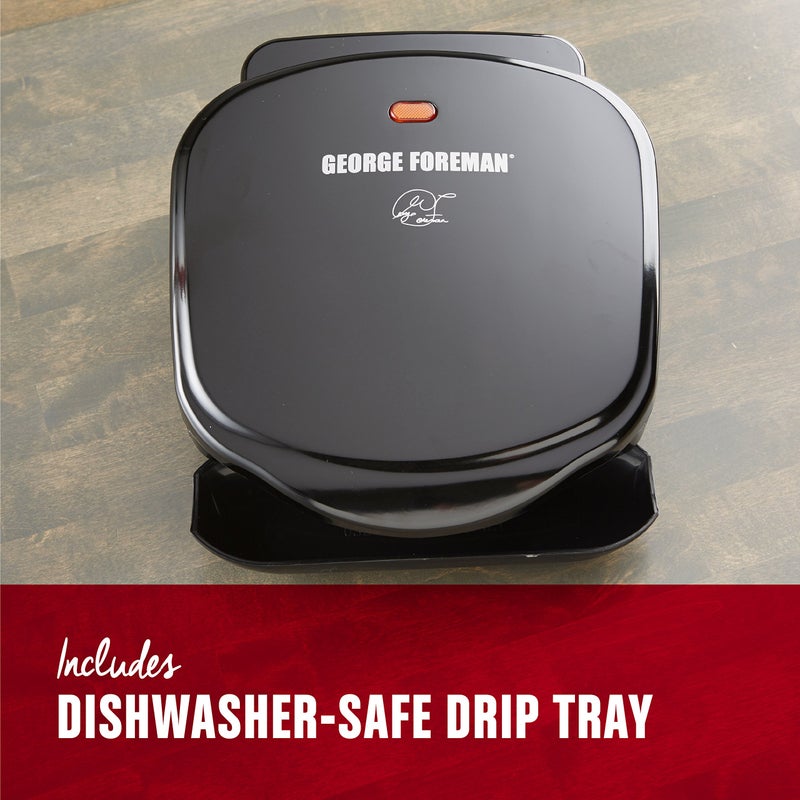 George Foreman 2-Serving Classic Plate Electric Indoor Grill and Panini Press, Black, Small Compact Size, GR10B - Image 4