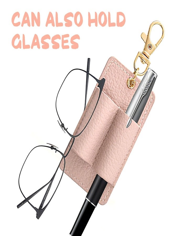 BharatBazaar Lanyard Pen Holder Keychain, Leather Keychain for Girls Cute, Unique Keychain for Home, Anti-lost Pen Holder Protector, Office, and Daily Use, Pink Metal Leather Keychain Organizer - Image 4