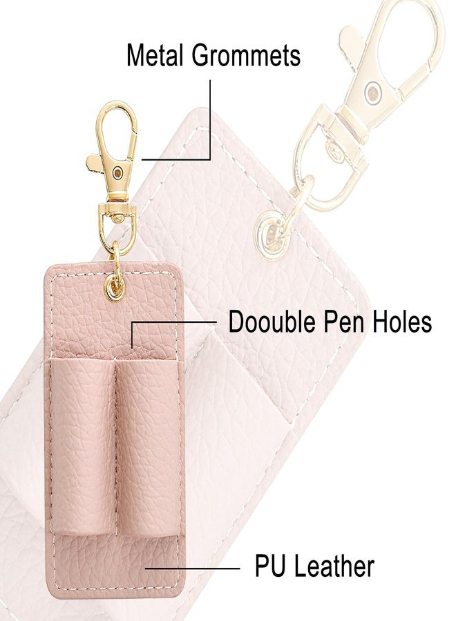 BharatBazaar Lanyard Pen Holder Keychain, Leather Keychain for Girls Cute, Unique Keychain for Home, Anti-lost Pen Holder Protector, Office, and Daily Use, Pink Metal Leather Keychain Organizer - Image 3