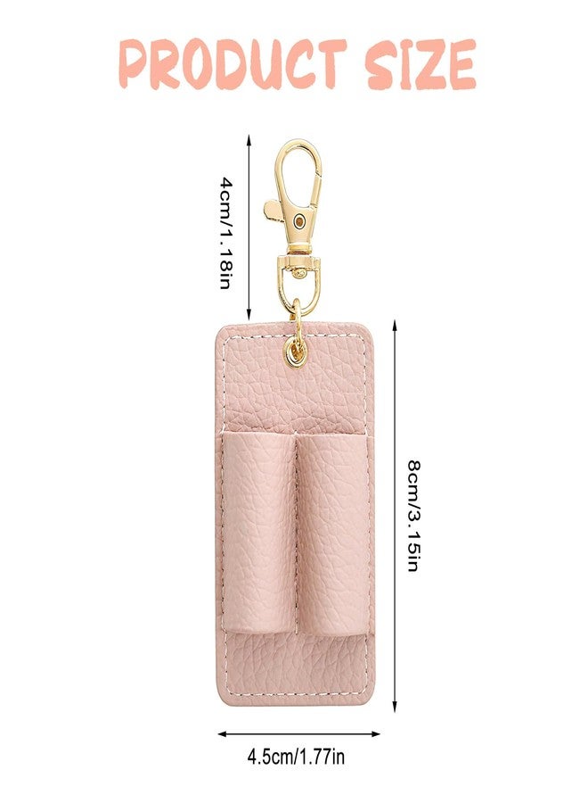 BharatBazaar Lanyard Pen Holder Keychain, Leather Keychain for Girls Cute, Unique Keychain for Home, Anti-lost Pen Holder Protector, Office, and Daily Use, Pink Metal Leather Keychain Organizer - Image 2