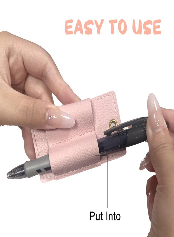 BharatBazaar Lanyard Pen Holder Keychain, Leather Keychain for Girls Cute, Unique Keychain for Home, Anti-lost Pen Holder Protector, Office, and Daily Use, Pink Metal Leather Keychain Organizer - Image 5