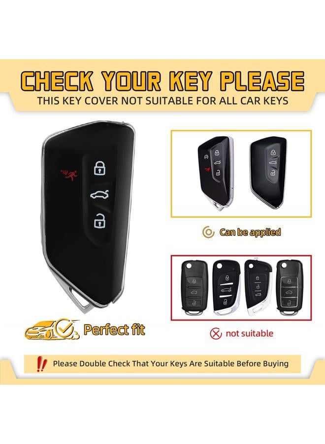 FT FUNTOR Key Fob Cover for Volkswagen,Soft TPU Full Protection Case Compatibale with VW Golf GTI Atlas Skoda Octavia ID3 ID4 MK8 (Black, 5 Buttons) - Image 2