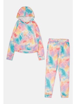 Kids Girl 2 Pieces Brand Logo Sweatshirt And Pant Set, Multicolor