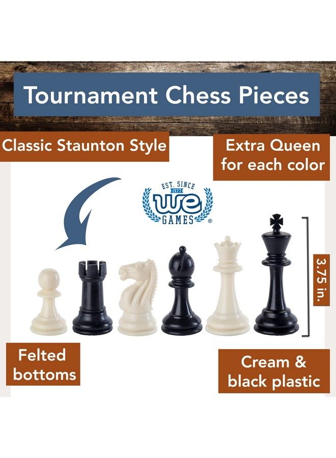 WE Games Best Value Tournament Chess Set W/ A Green Roll Up Vinyl Board Plastic Pieces & Bag - Image 4