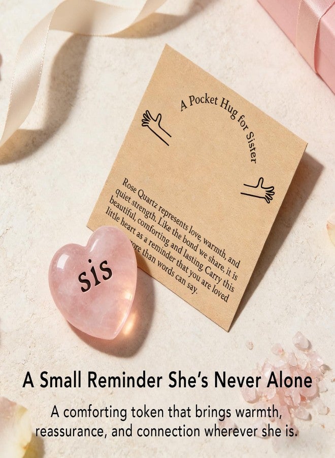 Taxhtext Heart Crystal Pocket Hug for Sister, Rose Quartz Keepsake Gift for Long Distance, Love You Sis Gift, Thinking of You, Encouragement and Birthday, Graduation Gift, Sweet Mother’s Day Gift for Sister - Image 5