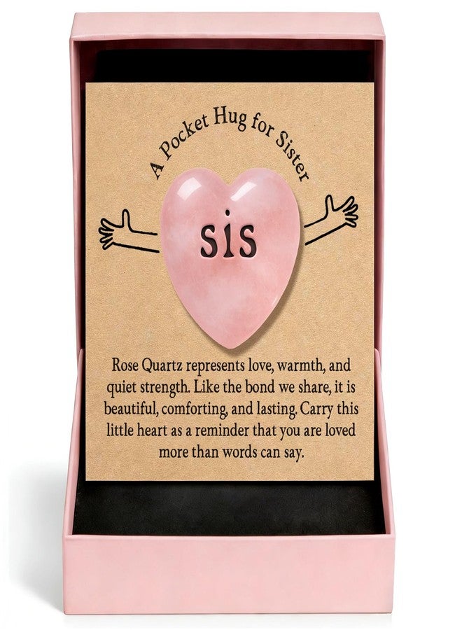 Taxhtext Heart Crystal Pocket Hug for Sister, Rose Quartz Keepsake Gift for Long Distance, Love You Sis Gift, Thinking of You, Encouragement and Birthday, Graduation Gift, Sweet Mother’s Day Gift for Sister - Image 1
