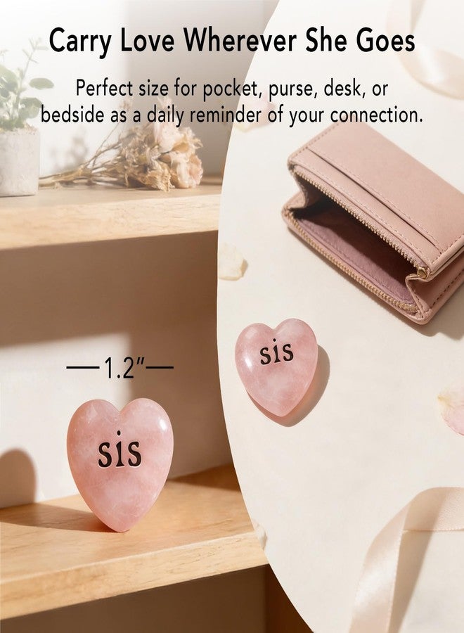 Taxhtext Heart Crystal Pocket Hug for Sister, Rose Quartz Keepsake Gift for Long Distance, Love You Sis Gift, Thinking of You, Encouragement and Birthday, Graduation Gift, Sweet Mother’s Day Gift for Sister - Image 4