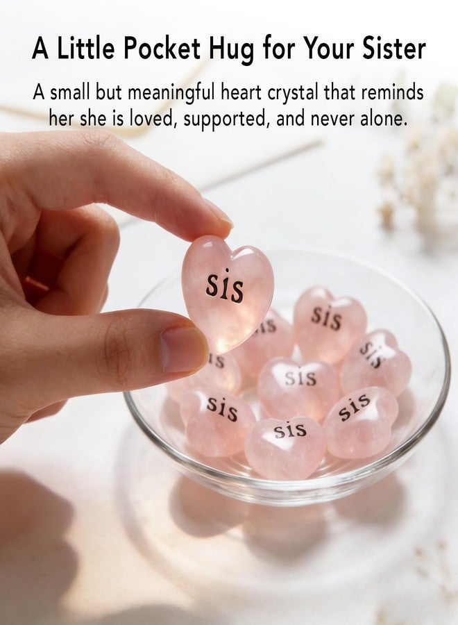 Taxhtext Heart Crystal Pocket Hug for Sister, Rose Quartz Keepsake Gift for Long Distance, Love You Sis Gift, Thinking of You, Encouragement and Birthday, Graduation Gift, Sweet Mother’s Day Gift for Sister - Image 2