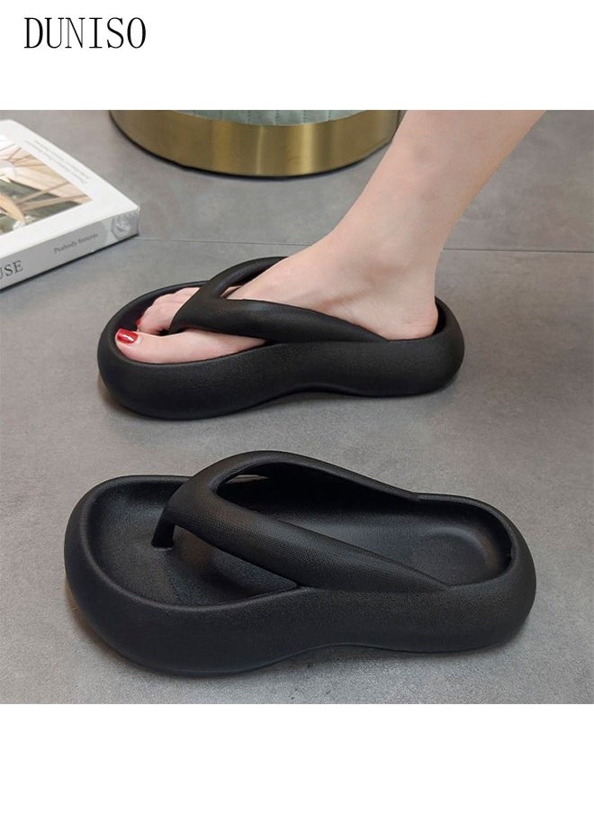 DUNISO Comfortable Slippers for Women Non-slip Thick Sole Slide Sandal Open Toe Quick Drying Flip Flops House Bedroom Slippers Women's Bath Slipper House Sandals for Indoor & Outdoor  - Image 5