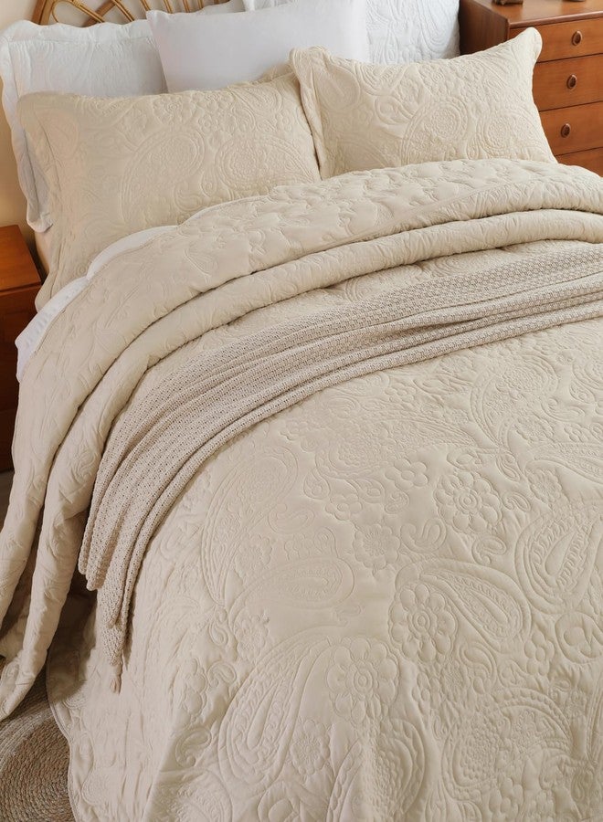 EVENHUG Oversized King Quilt California King Size Lightweight Bedding Set Reversible Bedspread Coverlets for All Seasons 3 Piece (Beige 120"x128") - Image 3