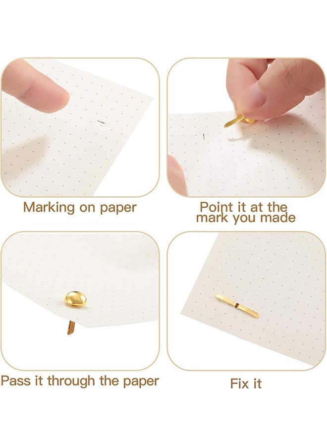 YJ 100pcs Paper Fasteners Brads, 15* 8 mm Split Pins Round Metal Art Fasteners Brass Decorative Pins, Gold - Image 3